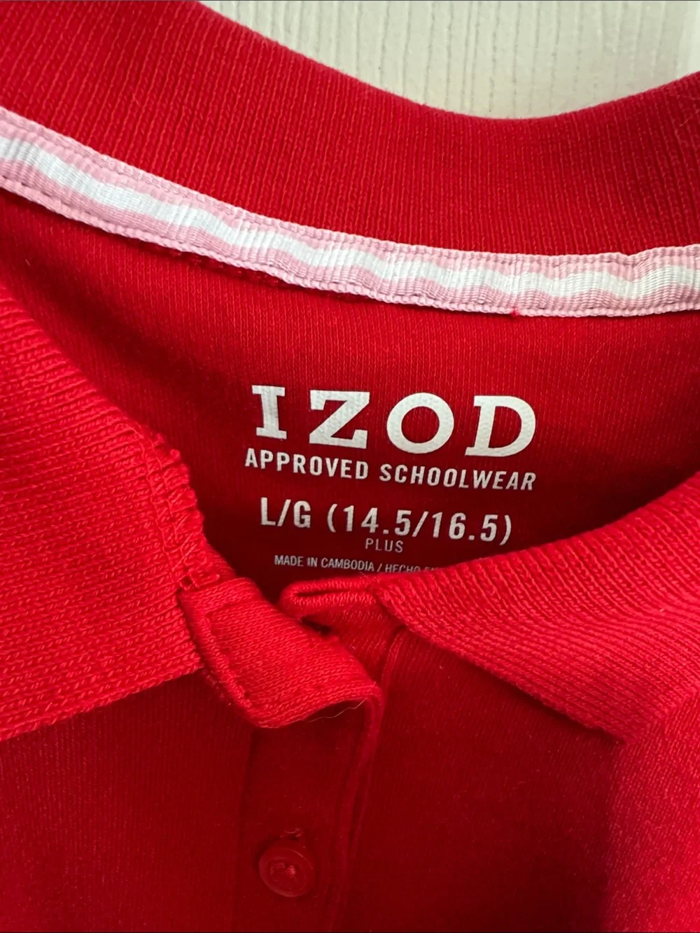 Izod Kids Red Short Sleeve Polo 14/16 NWT Approved Schoolwear boys/girls
